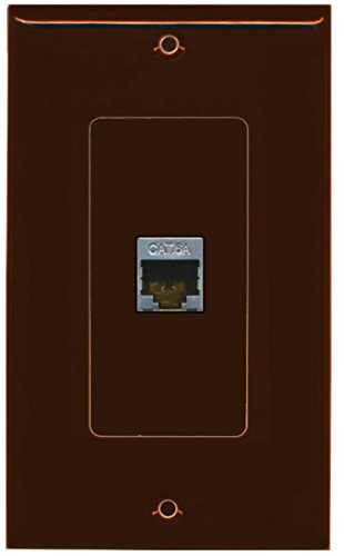 RiteAV CAT 6A 1 Port Shielded Cat6a Wall Plate 1 Gang Decorative - Brown
