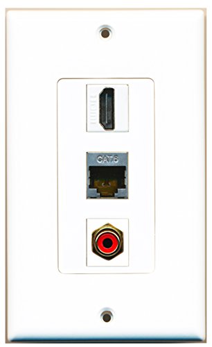 RiteAV - 1 Port HDMI and 1 Port RCA Red and 1 Port Shielded Cat6 Ethernet Decorative Wall Plate Decorative