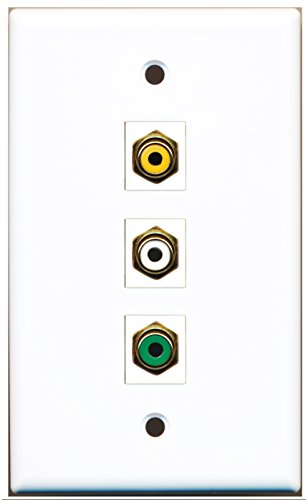 RiteAV - 1 Port RCA White and 1 Port RCA Yellow and 1 Port RCA Green Wall Plate