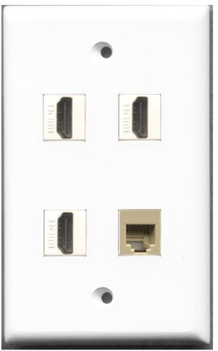RiteAV - 3 Port HDMI 1 Port Phone RJ11 RJ12 Beige Wall Plate