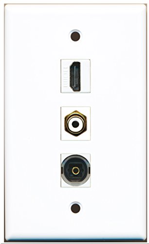 RiteAV - 1 Port HDMI and 1 Port RCA White and 1 Port Toslink Wall Plate
