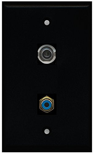 RiteAV - Black 1 Port RCA Blue 1 Port 3.5mm Wall Plate