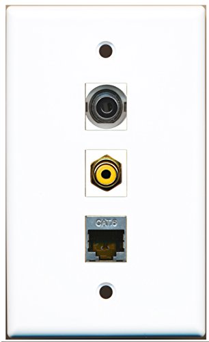 RiteAV - 1 Port RCA Yellow and 1 Port Shielded Cat6 Ethernet and 1 Port 3.5mm Wall Plate