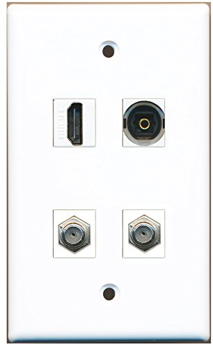 RiteAV - 1 Port HDMI 2 Port Coax Cable TV- F-Type 1 Port Toslink Wall Plate