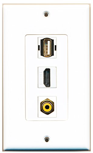 RiteAV - 1 Port HDMI 1 RCA Yellow 1 USB A-A Wall Plate Decorative