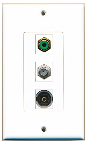 RiteAV - 1 Port RCA Green and 1 Port Coax Cable TV- F-Type and 1 Port Toslink Decorative Wall Plate Decorative