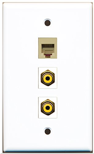 RiteAV - 2 Port RCA Yellow and 1 Port Phone RJ11 RJ12 Beige Wall Plate
