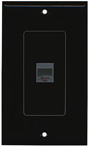 RiteAV Rj11/12 Phone Black Wall Plate 1 Gang Decorative Black