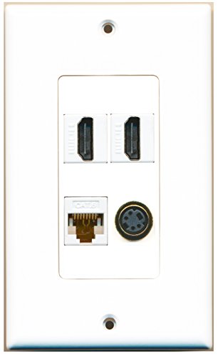 RiteAV - 2 Port HDMI 1 Port S-Video 1 Port Cat6 Ethernet White Wall Plate Decorative