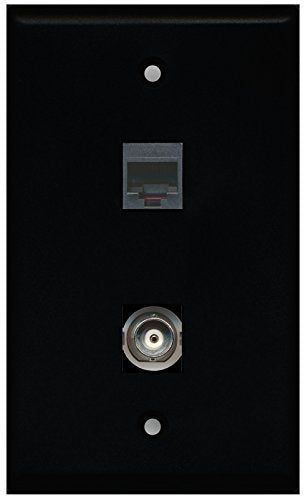 RiteAV - Black 1 Port Phone Black 1 Port BNC Wall Plate