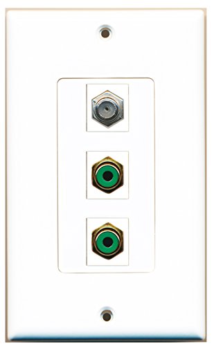 RiteAV - 2 Port RCA Green and 1 Port Coax Cable TV- F-Type Decorative Wall Plate Decorative