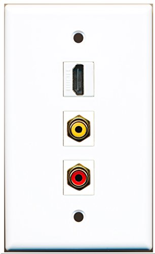 RiteAV - 1 Port HDMI and 1 Port RCA Red and 1 Port RCA Yellow Wall Plate