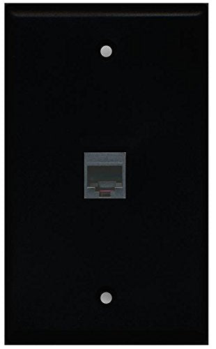 RiteAV Rj11/12 Phone Black Wall Plate 1 Gang Flat Black