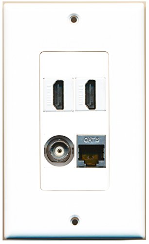 RiteAV - 2 Port HDMI 1 Port Shielded Cat6 Ethernet 1 Port BNC Wall Plate Decorative