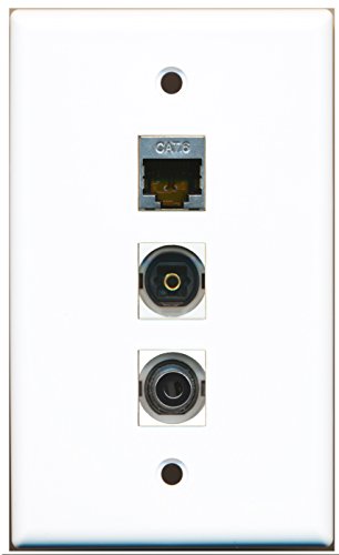 RiteAV - 1 Port Shielded Cat6 Ethernet and 1 Port Toslink and 1 Port 3.5mm Wall Plate