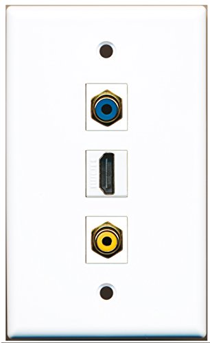 RiteAV - 1 Port HDMI 1 RCA Yellow 1 RCA Blue Wall Plate