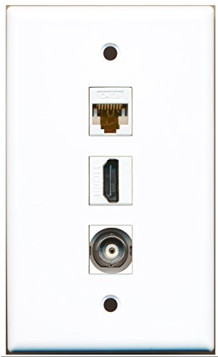 RiteAV - 1 Port HDMI and 1 Port BNC and 1 Port Cat6 Ethernet White Wall Plate