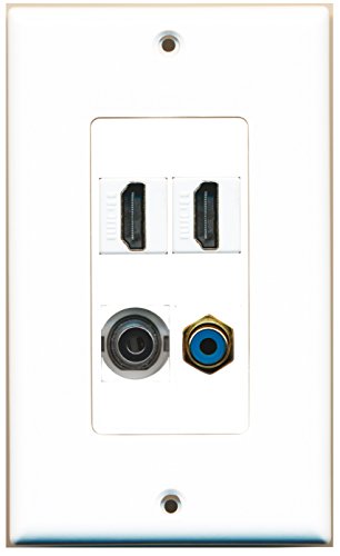 RiteAV - 2 Port HDMI 1 Port RCA Blue 1 Port 3.5mm Wall Plate Decorative