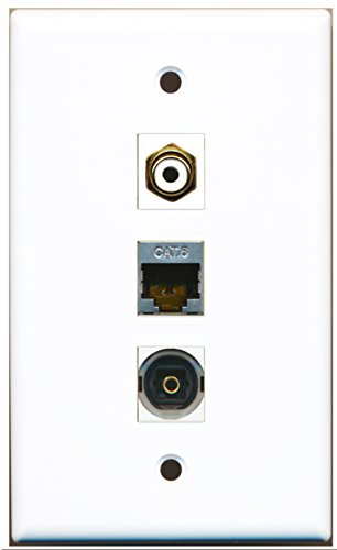 RiteAV - 1 Port RCA White and 1 Port Shielded Cat6 Ethernet and 1 Port Toslink Wall Plate