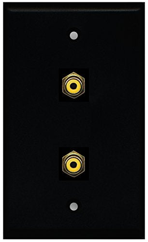 RiteAV - Black 2 Port RCA Yellow Wall Plate