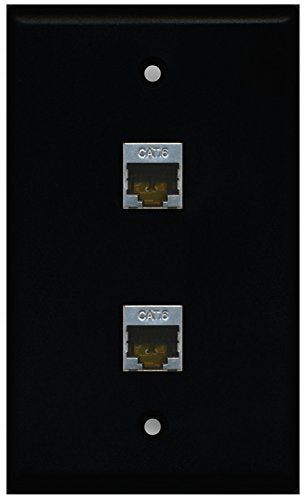 RiteAV - Black 2 Port Shielded Cat6 Ethernet Wall Plate
