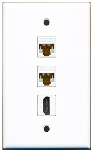 RiteAV - 1 Port HDMI 2 Port Cat6 Ethernet White Wall Plate