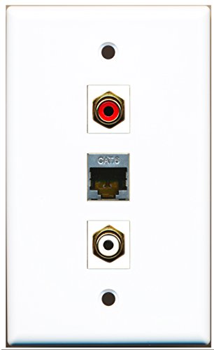 RiteAV - 1 Port RCA Red and 1 Port RCA White and 1 Port Shielded Cat6 Ethernet Wall Plate