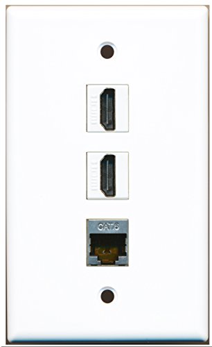 RiteAV - 2 Port HDMI and 1 Port Shielded Cat6 Ethernet Wall Plate
