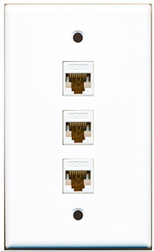 RiteAV - 3 Port Cat6 Ethernet White Wall Plate