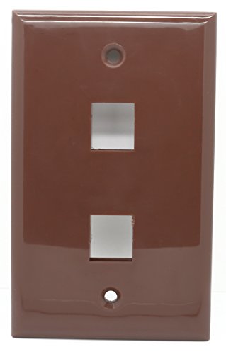 RiteAV Blank Wall Plate for Keystone Jacks - Brown 1 Gang 2 Port