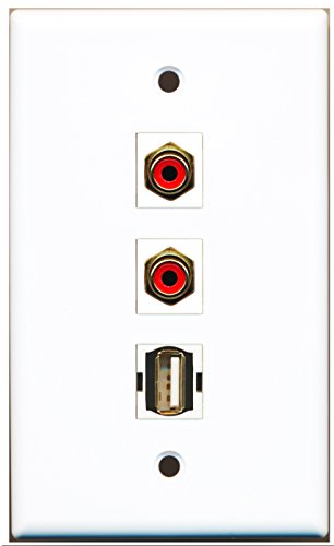 RiteAV - 2 Port RCA Red and 1 Port USB A-A Wall Plate