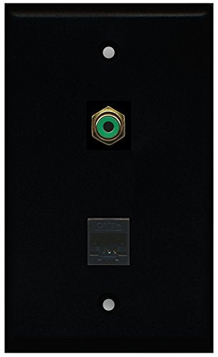 RiteAV - Black 1 Port RCA Green 1 Port Cat5e Ethernet Black Wall Plate
