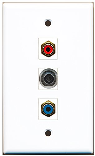 RiteAV - 1 Port RCA Red and 1 Port RCA Blue and 1 Port 3.5mm Wall Plate