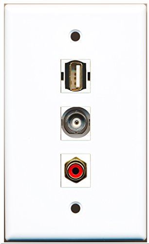 RiteAV - 1 Port RCA Red and 1 Port USB A-A and 1 Port BNC Wall Plate
