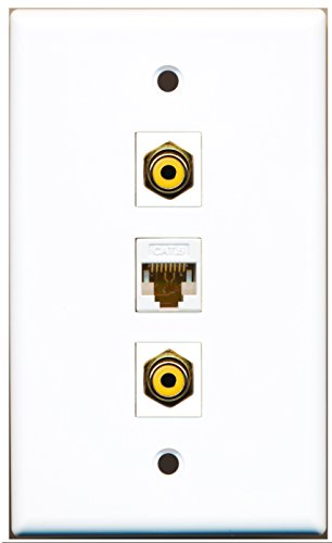 RiteAV - 2 Port RCA Yellow and 1 Port Cat6 Ethernet White Wall Plate