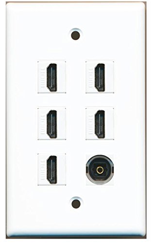 RiteAV - 5 x HDMI and 1 x Toslink Stereo Video Port Wall Plate White