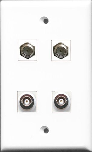 RiteAV - 2 Port Coax Cable TV- F-Type 2 Port BNC Wall Plate