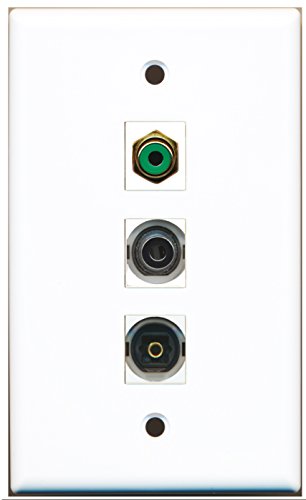 RiteAV - 1 Port RCA Green and 1 Port Toslink and 1 Port 3.5mm Wall Plate