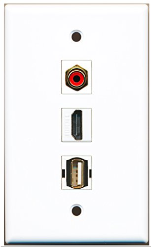 RiteAV - 1 Port HDMI and 1 Port RCA Red and 1 Port USB A-A Wall Plate