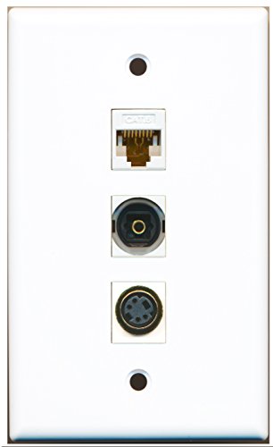 RiteAV - 1 Port S-Video and 1 Port Toslink and 1 Port Cat6 Ethernet White Wall Plate