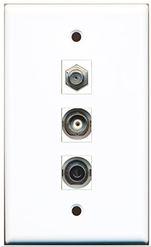 RiteAV - 1 Port Coax Cable TV- F-Type and 1 Port 3.5mm and 1 Port BNC Wall Plate