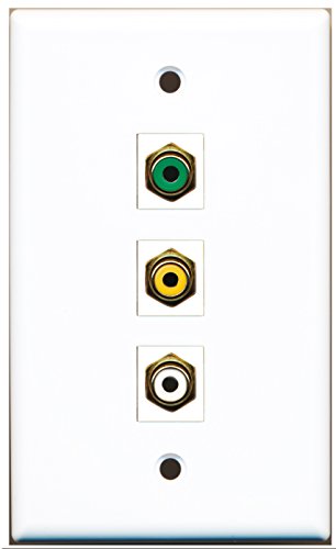 RiteAV - 1 Port RCA White and 1 Port RCA Yellow and 1 Port RCA Green Wall Plate