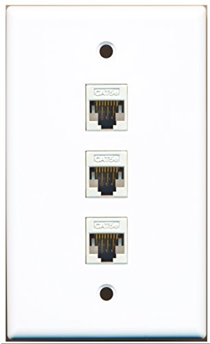 RiteAV - 3 Port Cat5e Ethernet White Wall Plate