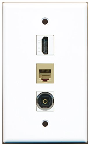 RiteAV - 1 Port HDMI and 1 Port Phone RJ11 RJ12 Beige and 1 Port Toslink Wall Plate