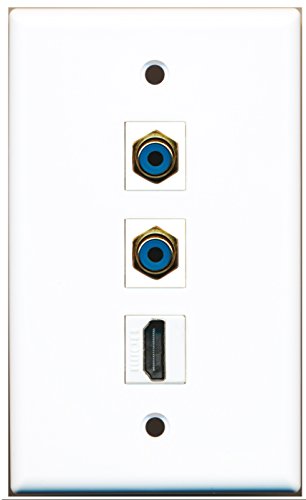 RiteAV - 1 Port HDMI 2 Port RCA Blue Wall Plate