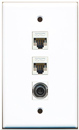 RiteAV - 1 Port 3.5mm 2 Port Cat5e Ethernet White Wall Plate