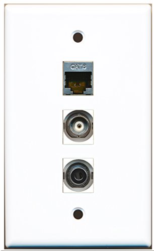 RiteAV - 1 Port Shielded Cat6 Ethernet and 1 Port 3.5mm and 1 Port BNC Wall Plate