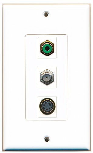 RiteAV - 1 Port RCA Green and 1 Port Coax Cable TV- F-Type and 1 Port S-Video Decorative Wall Plate Decorative