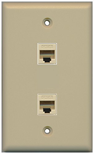 RiteAV (1 Gang Flat) 2 Cat6 Ivory Wall Plate Ivory