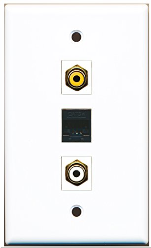 RiteAV - 1 Port RCA White and 1 Port RCA Yellow and 1 Port Cat5e Ethernet Black Wall Plate